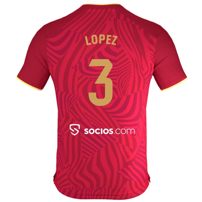 Niño Camiseta David López #3 Rojo 2ª Equipación 2023/24 La Camisa Chile