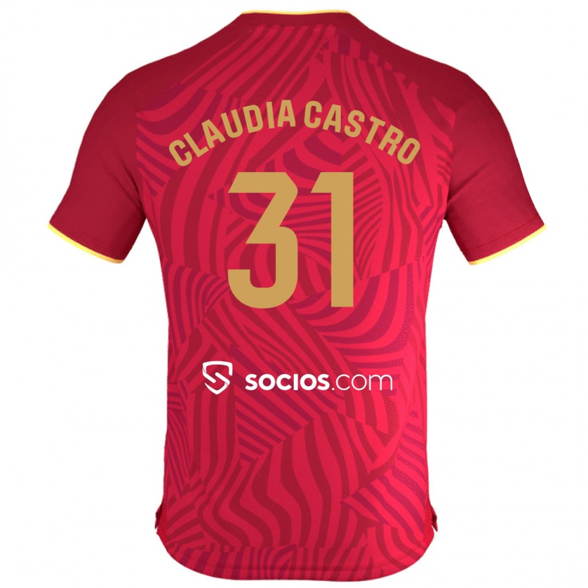 Niño Camiseta Claudia Castro Romero #31 Rojo 2ª Equipación 2023/24 La Camisa Chile