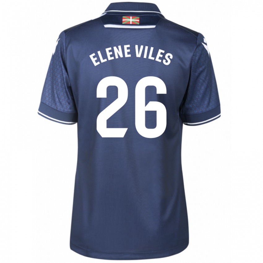 Niño Camiseta Elene Viles Odriozola #26 Armada 2ª Equipación 2023/24 La Camisa Chile