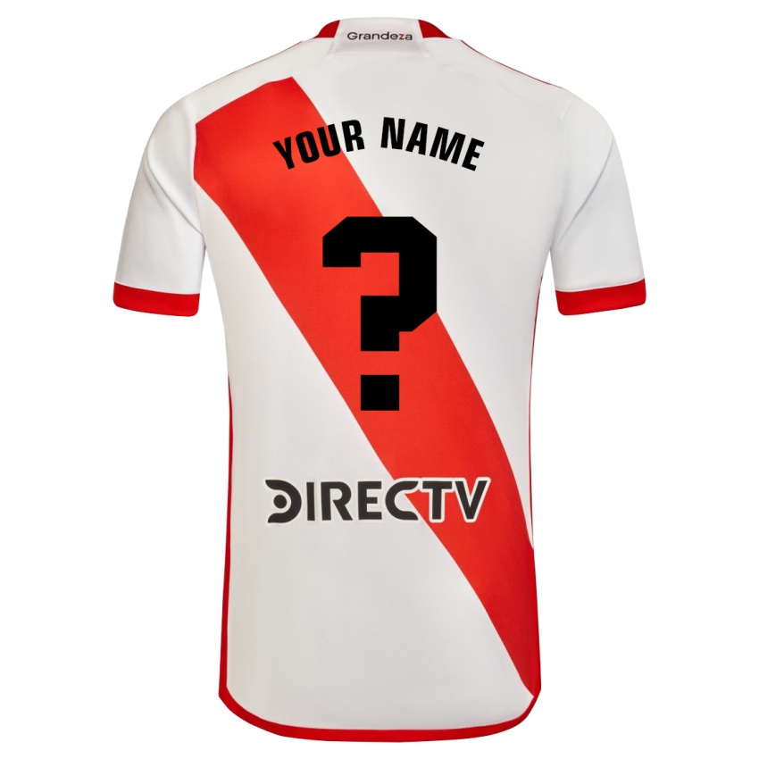 Hombre Camiseta Su Nombre #0 Blanco Rojo 1ª Equipación 2023/24 La Camisa Chile
