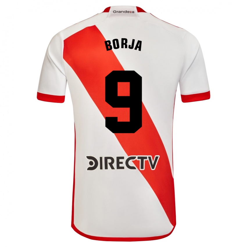 Hombre Camiseta Miguel Borja #9 Blanco Rojo 1ª Equipación 2023/24 La Camisa Chile