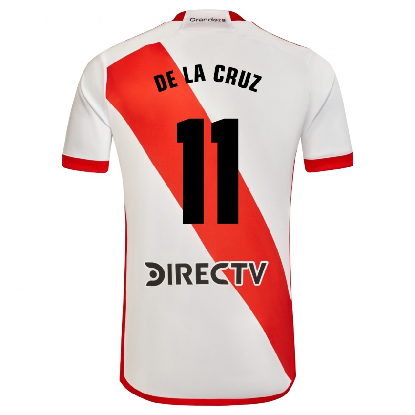 Hombre Camiseta Nicolas De La Cruz #11 Blanco Rojo 1ª Equipación 2023/24 La Camisa Chile