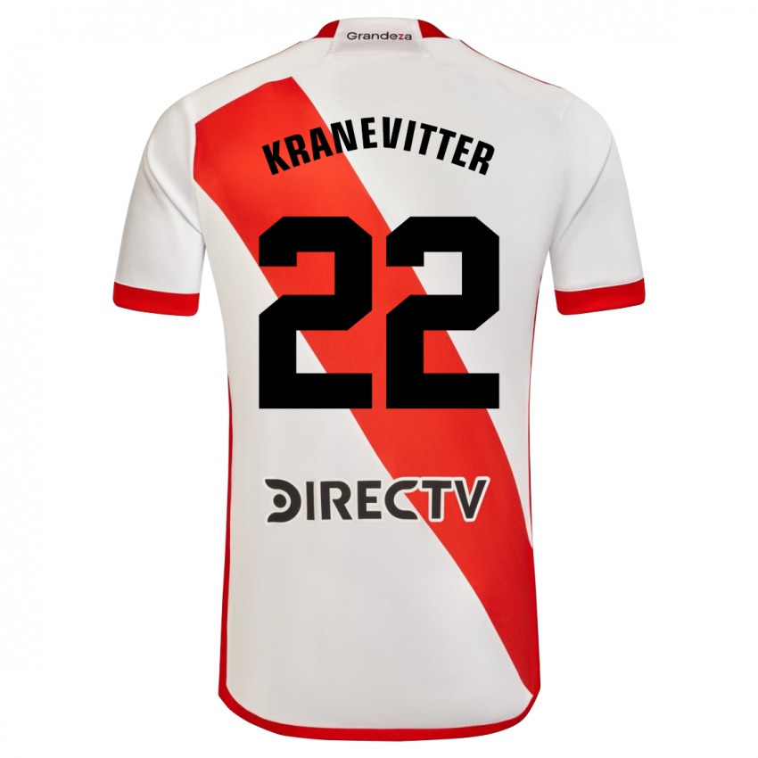 Hombre Camiseta Matias Kranevitter #22 Blanco Rojo 1ª Equipación 2023/24 La Camisa Chile
