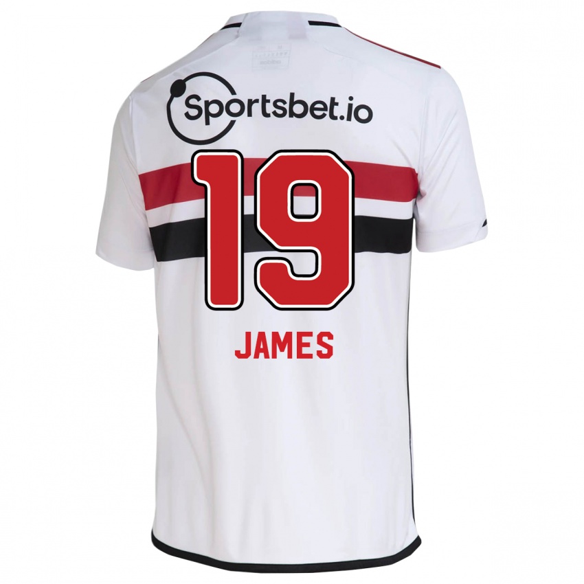 Hombre Camiseta James Rodriguez #19 Blanco 1ª Equipación 2023/24 La Camisa Chile