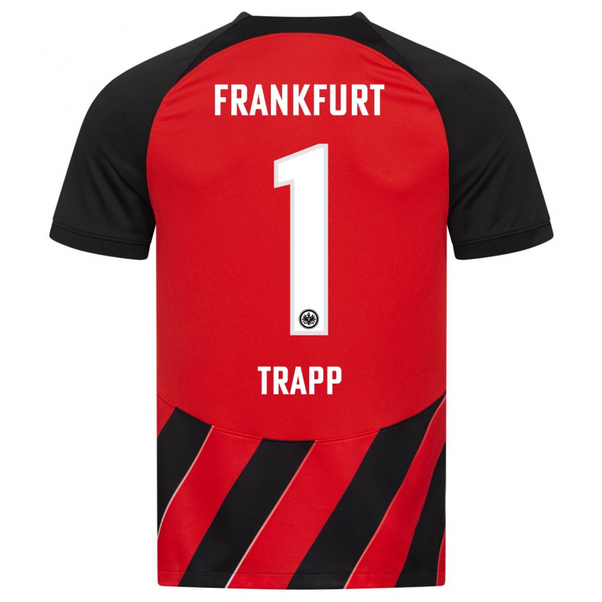 Hombre Camiseta Kevin Trapp #1 Negro Rojo 1ª Equipación 2023/24 La Camisa Chile
