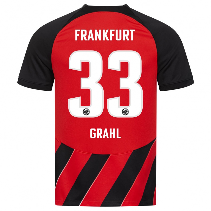 Hombre Camiseta Jens Grahl #33 Negro Rojo 1ª Equipación 2023/24 La Camisa Chile
