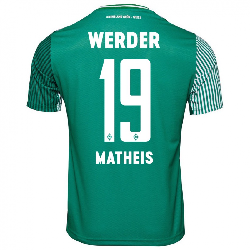 Hombre Camiseta Saskia Matheis #19 Verde 1ª Equipación 2023/24 La Camisa Chile