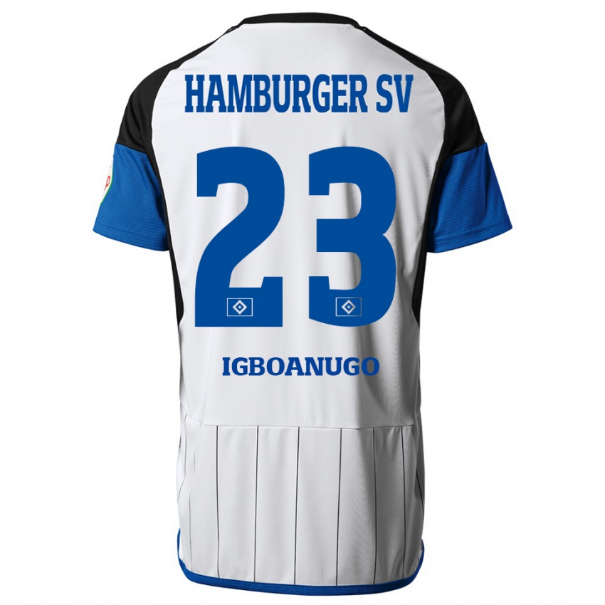 Hombre Camiseta David Igboanugo #23 Blanco 1ª Equipación 2023/24 La Camisa Chile