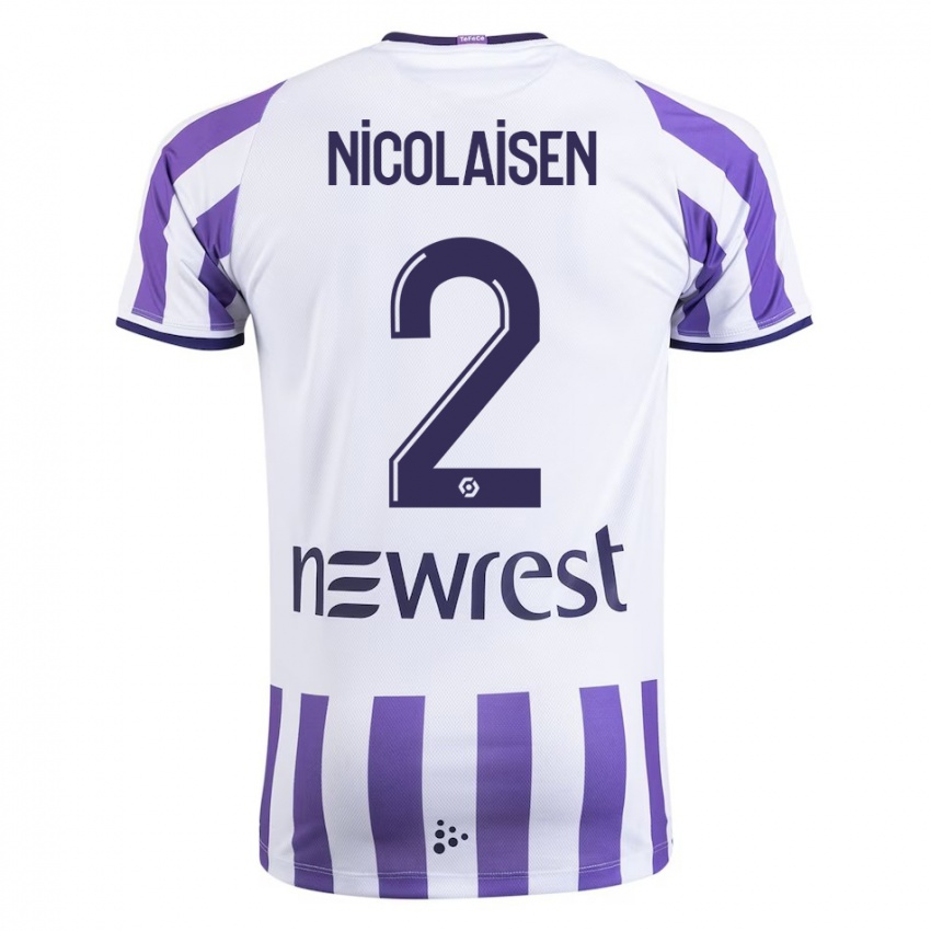 Hombre Camiseta Rasmus Nicolaisen #2 Blanco 1ª Equipación 2023/24 La Camisa Chile