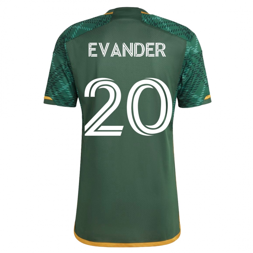 Hombre Camiseta Evander #20 Verde 1ª Equipación 2023/24 La Camisa Chile