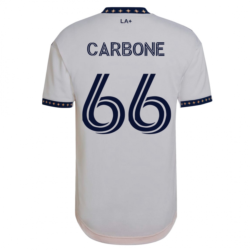 Hombre Camiseta Matteo Carbone #66 Blanco 1ª Equipación 2023/24 La Camisa Chile