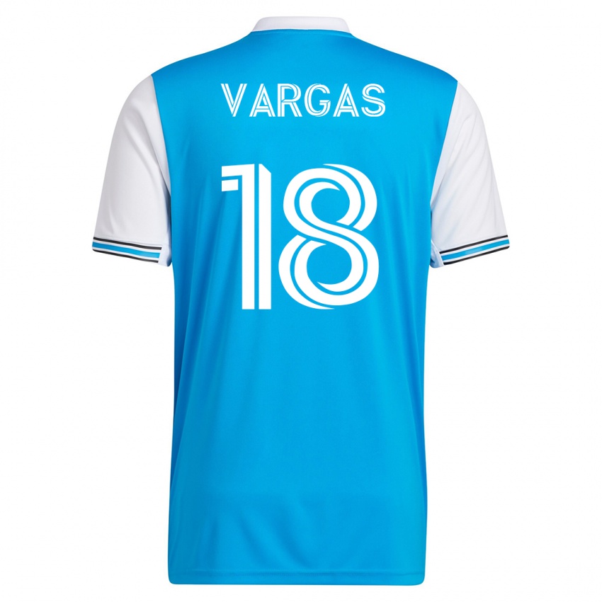 Hombre Camiseta Kerwin Vargas #18 Azul 1ª Equipación 2023/24 La Camisa Chile