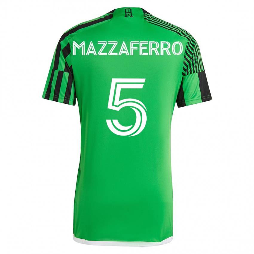 Hombre Camiseta Salvatore Mazzaferro #5 Verde Negro 1ª Equipación 2023/24 La Camisa Chile