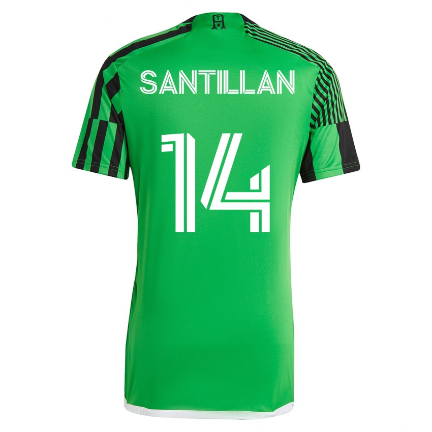 Hombre Camiseta Jonathan Santillan #14 Verde Negro 1ª Equipación 2023/24 La Camisa Chile