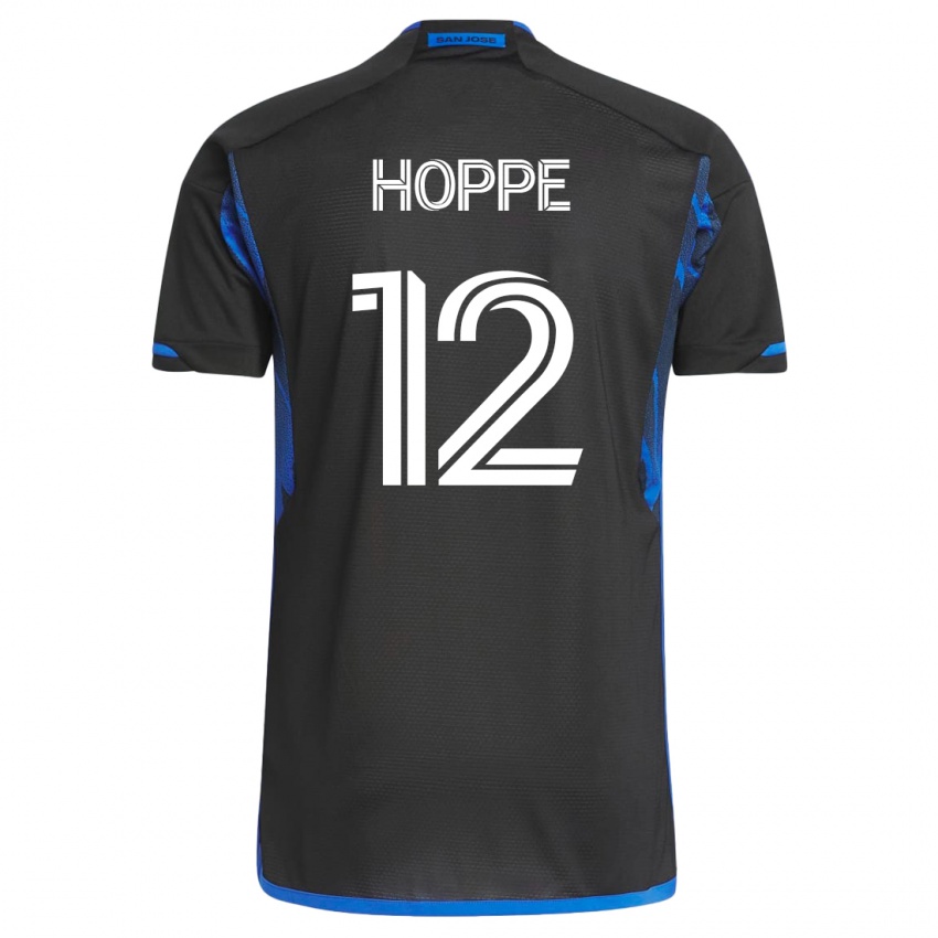 Hombre Camiseta Matthew Hoppe #12 Azul Negro 1ª Equipación 2023/24 La Camisa Chile