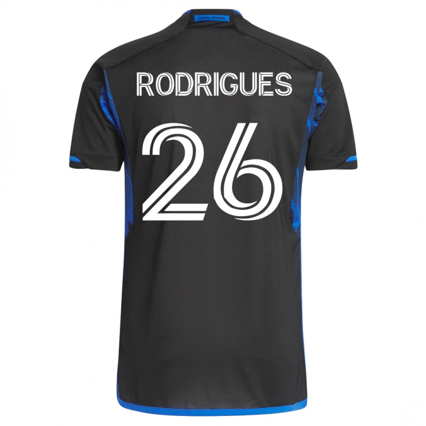 Hombre Camiseta Rodrigues #26 Azul Negro 1ª Equipación 2023/24 La Camisa Chile