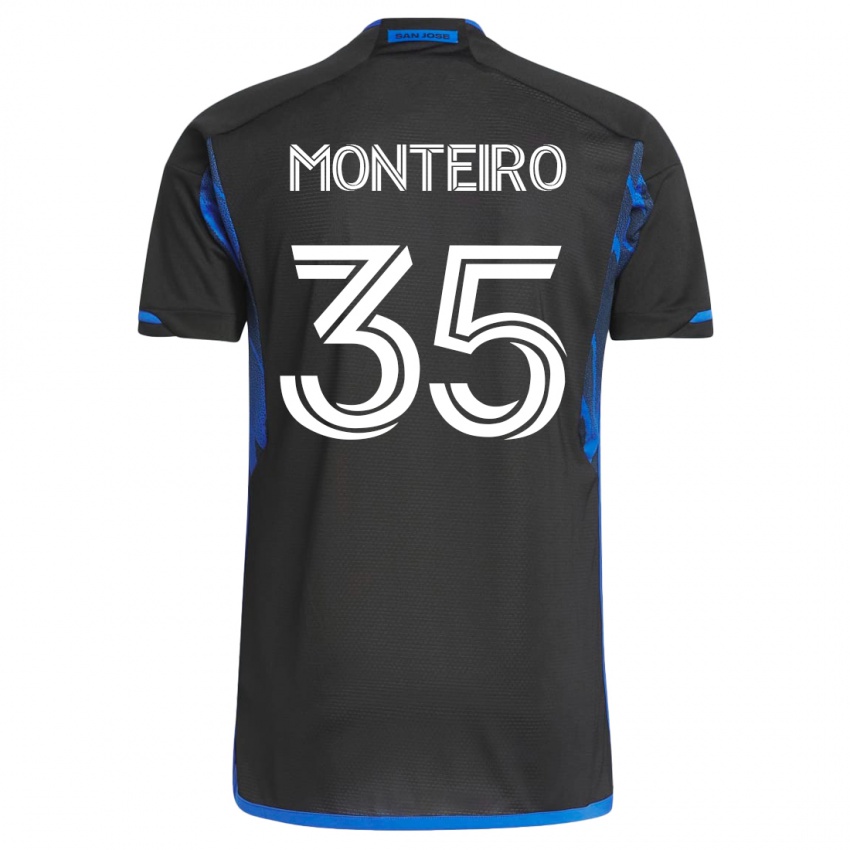 Hombre Camiseta Jamiro Monteiro #35 Azul Negro 1ª Equipación 2023/24 La Camisa Chile