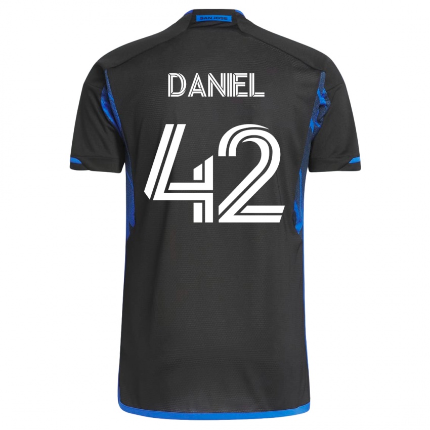 Hombre Camiseta Daniel #42 Azul Negro 1ª Equipación 2023/24 La Camisa Chile