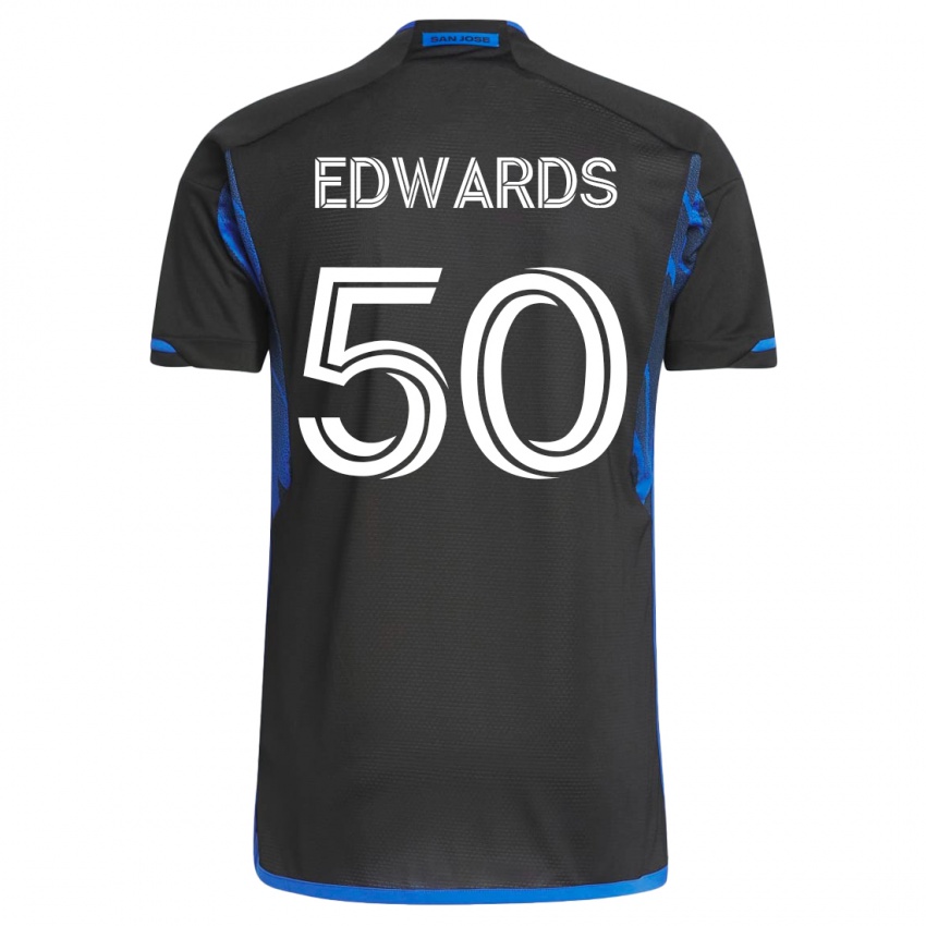 Hombre Camiseta Aaron Edwards #50 Azul Negro 1ª Equipación 2023/24 La Camisa Chile