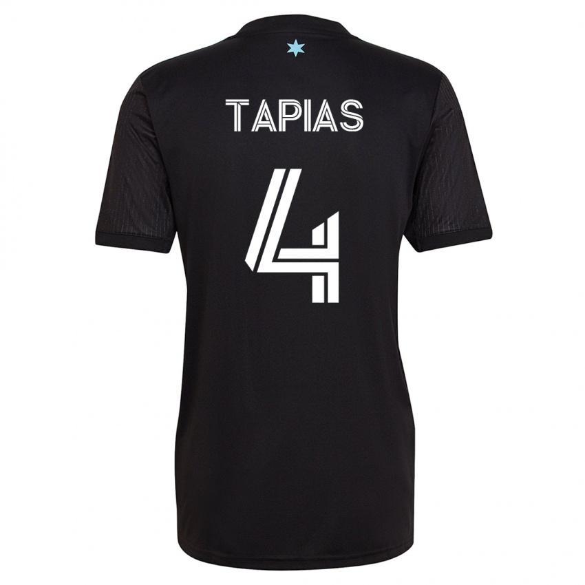 Hombre Camiseta Miguel Tapias #4 Negro 1ª Equipación 2023/24 La Camisa Chile