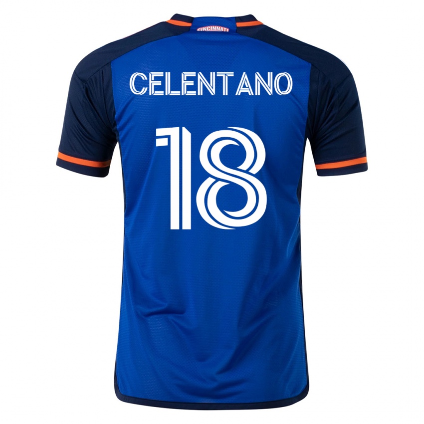 Hombre Camiseta Roman Celentano #18 Azul 1ª Equipación 2023/24 La Camisa Chile