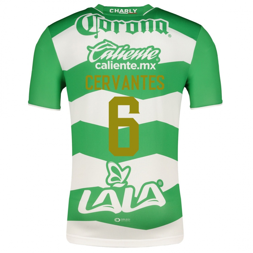Hombre Camiseta Alan Cervantes #6 Verde 1ª Equipación 2023/24 La Camisa Chile