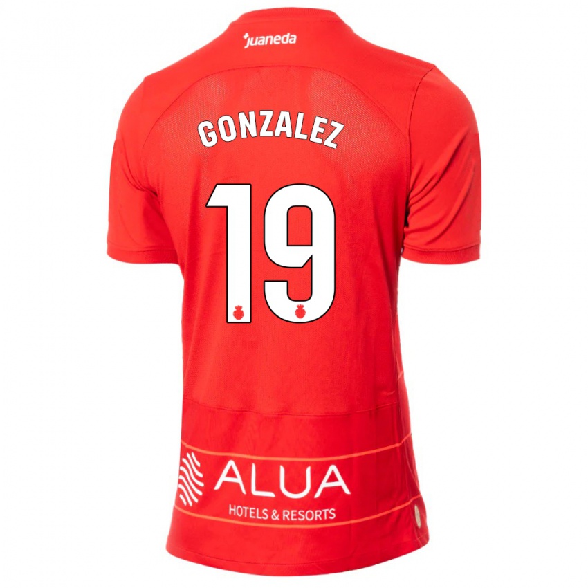 Hombre Camiseta Adrià González #19 Rojo 1ª Equipación 2023/24 La Camisa Chile