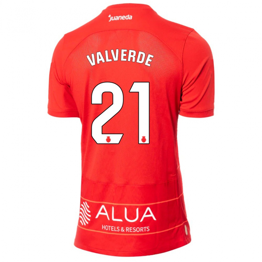 Hombre Camiseta David Valverde #21 Rojo 1ª Equipación 2023/24 La Camisa Chile