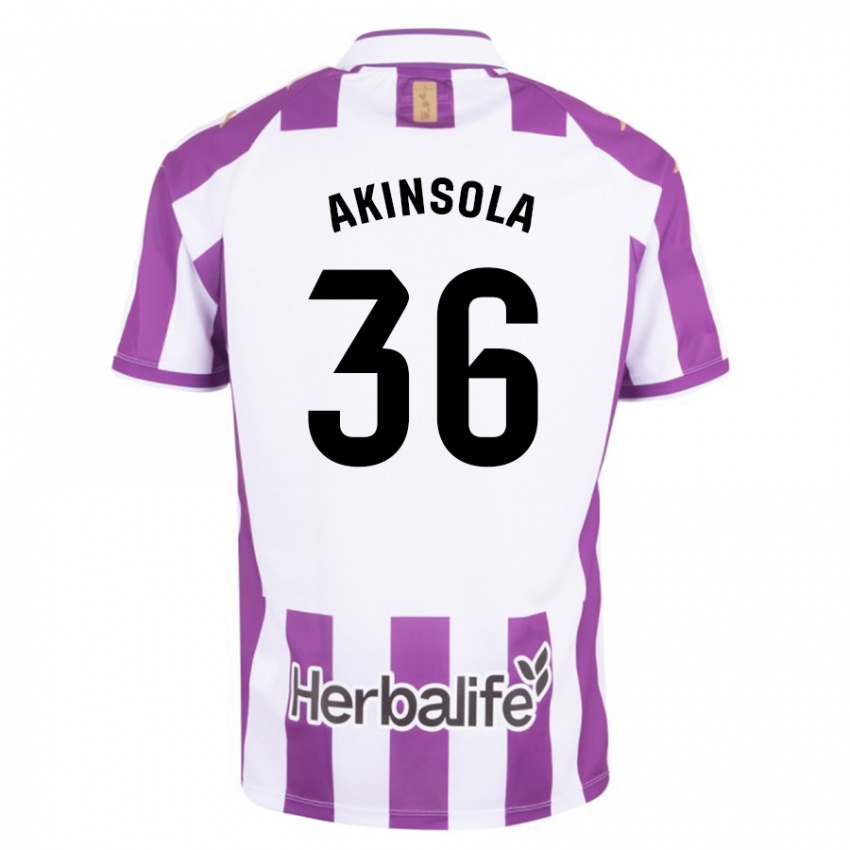 Hombre Camiseta Tunde Akinsola #36 Morado 1ª Equipación 2023/24 La Camisa Chile