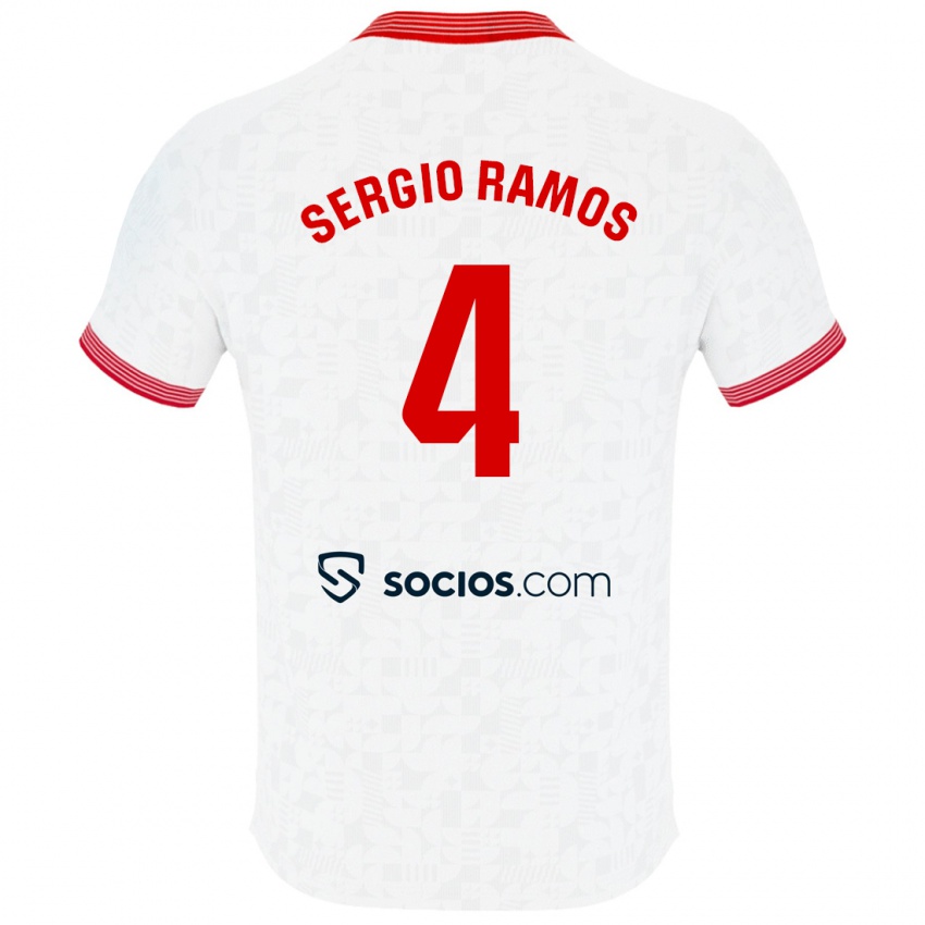 Hombre Camiseta Sergio Ramos #4 Blanco 1ª Equipación 2023/24 La Camisa Chile