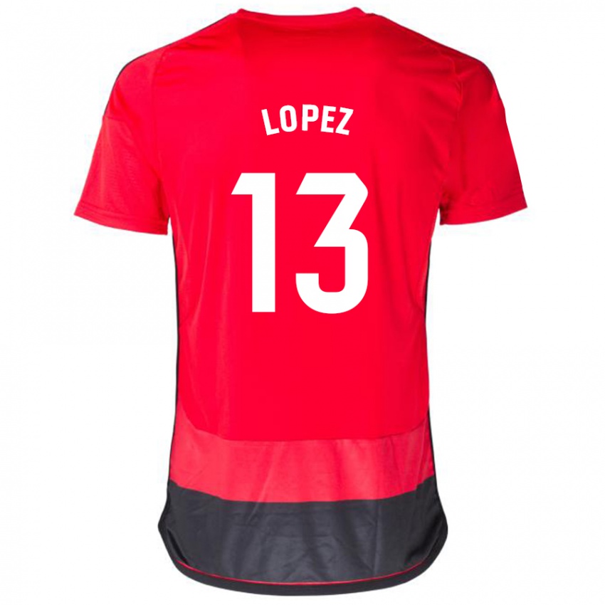 Hombre Camiseta Luis López #13 Negro Rojo 1ª Equipación 2023/24 La Camisa Chile