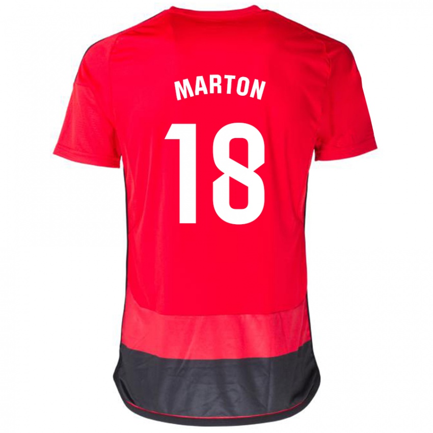 Hombre Camiseta Javier Marton #18 Negro Rojo 1ª Equipación 2023/24 La Camisa Chile