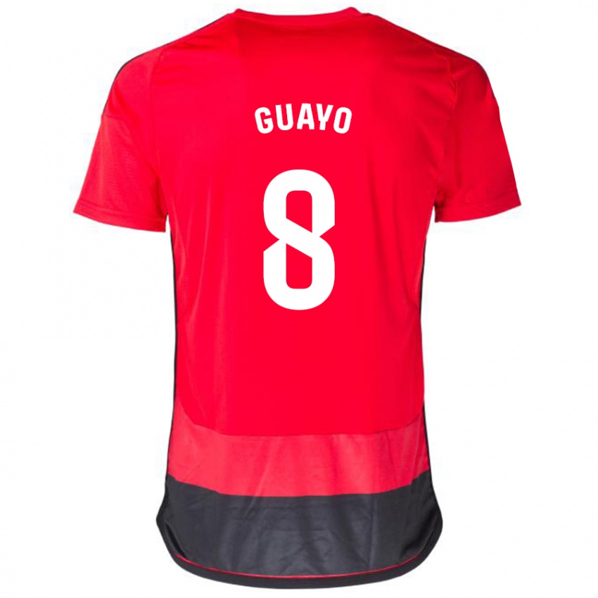 Hombre Camiseta Guayo #8 Negro Rojo 1ª Equipación 2023/24 La Camisa Chile