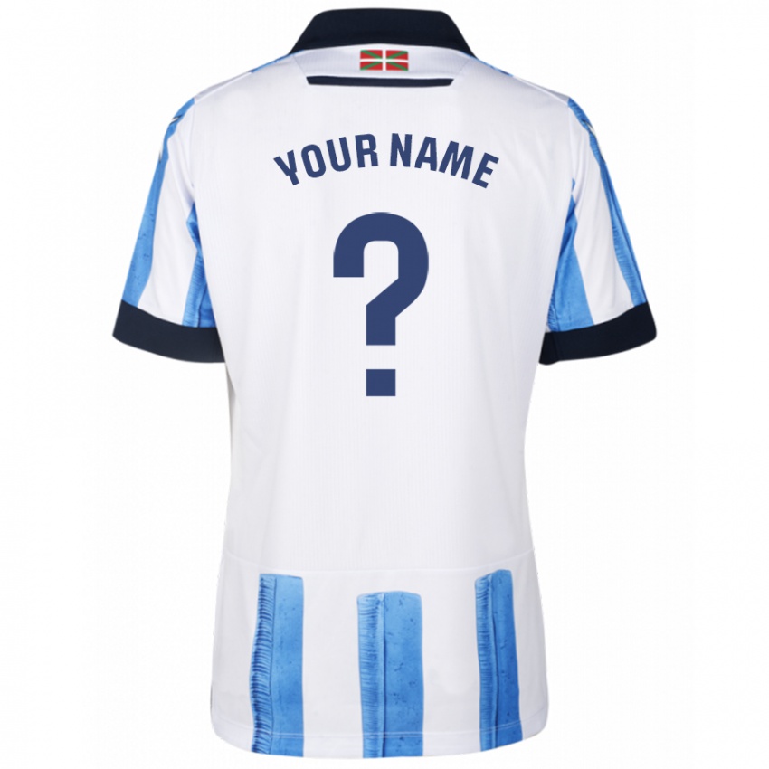 Hombre Camiseta Su Nombre #0 Azul Blanco 1ª Equipación 2023/24 La Camisa Chile