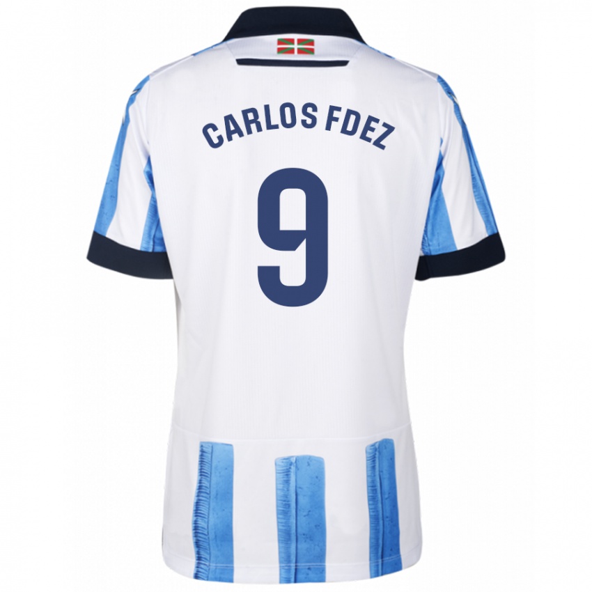 Hombre Camiseta Carlos Fernandez #9 Azul Blanco 1ª Equipación 2023/24 La Camisa Chile