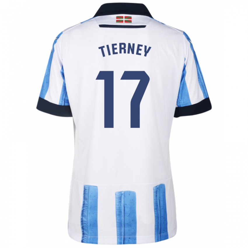 Hombre Camiseta Kieran Tierney #17 Azul Blanco 1ª Equipación 2023/24 La Camisa Chile