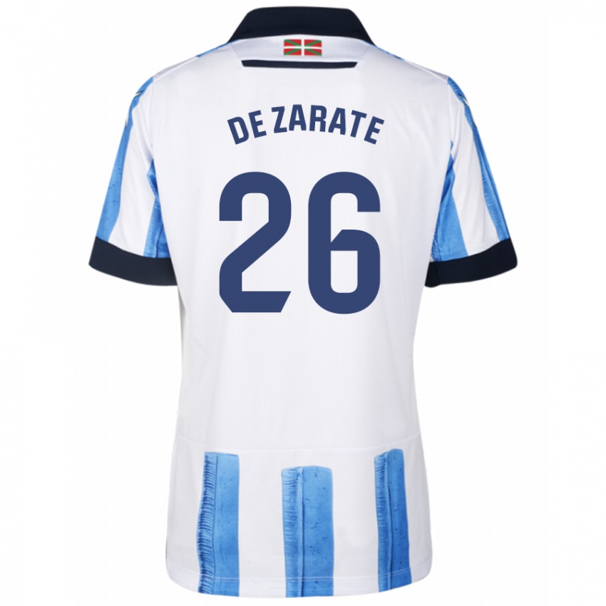 Hombre Camiseta Urko Gonzalez De Zarate #26 Azul Blanco 1ª Equipación 2023/24 La Camisa Chile