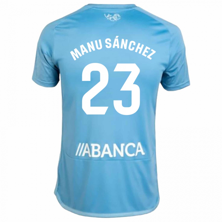 Hombre Camiseta Manu Sanchez #23 Azul 1ª Equipación 2023/24 La Camisa Chile