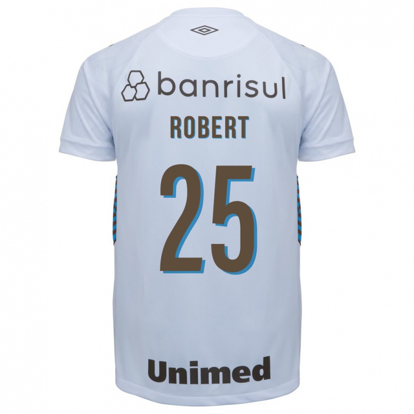 Hombre Camiseta Jhonata Robert #25 Blanco 2ª Equipación 2023/24 La Camisa Chile