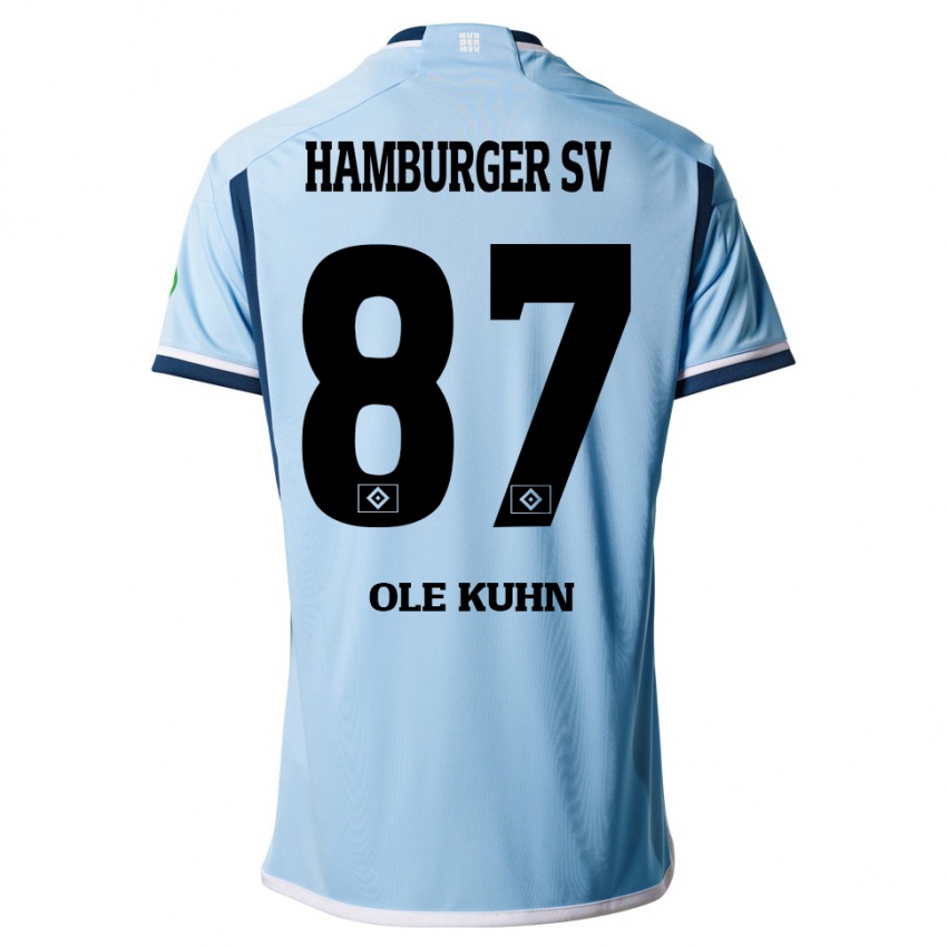 Hombre Camiseta Niklas Ole Kühn #87 Azul 2ª Equipación 2023/24 La Camisa Chile