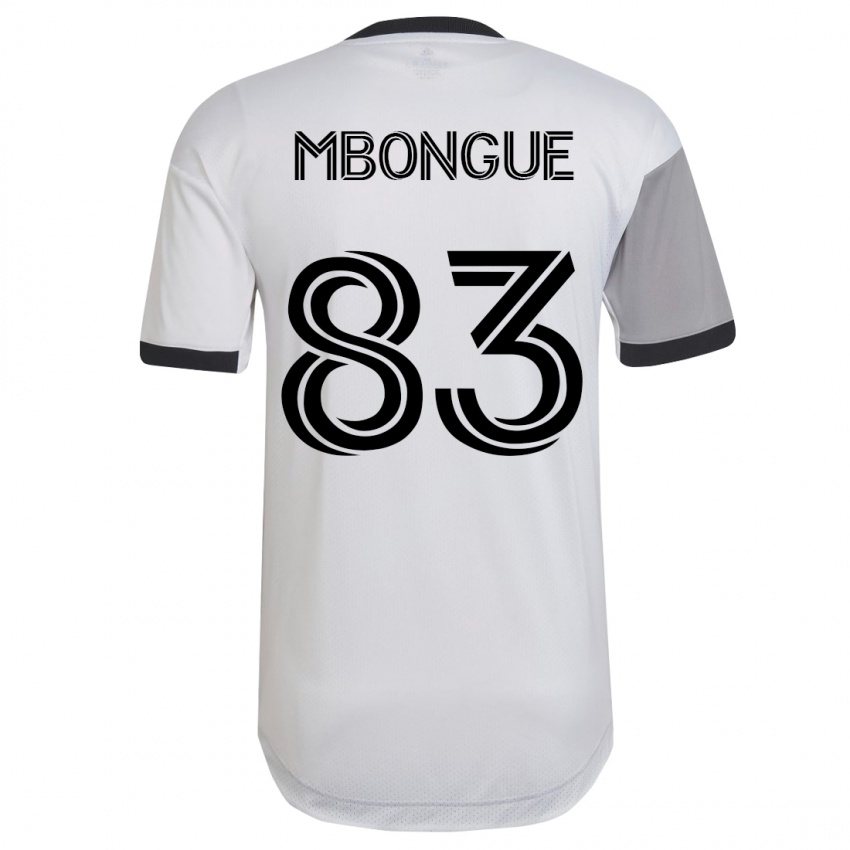 Hombre Camiseta Hugo Mbongue #83 Blanco 2ª Equipación 2023/24 La Camisa Chile