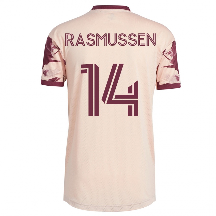 Hombre Camiseta Justin Rasmussen #14 Blanquecino 2ª Equipación 2023/24 La Camisa Chile