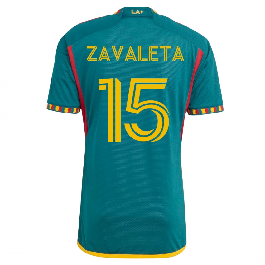 Hombre Camiseta Eriq Zavaleta #15 Verde 2ª Equipación 2023/24 La Camisa Chile