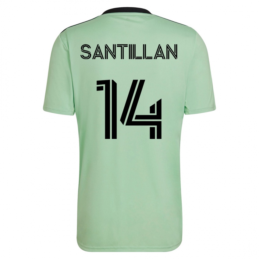 Hombre Camiseta Jonathan Santillan #14 Verde Claro 2ª Equipación 2023/24 La Camisa Chile