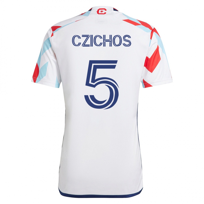 Hombre Camiseta Rafael Czichos #5 Blanco Azul 2ª Equipación 2023/24 La Camisa Chile