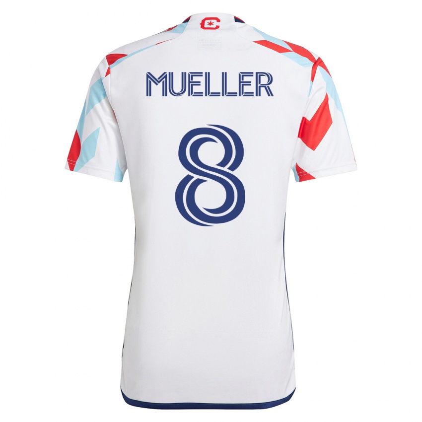 Hombre Camiseta Chris Mueller #8 Blanco Azul 2ª Equipación 2023/24 La Camisa Chile