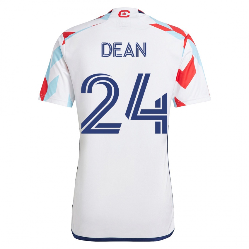 Hombre Camiseta Jonathan Dean #24 Blanco Azul 2ª Equipación 2023/24 La Camisa Chile