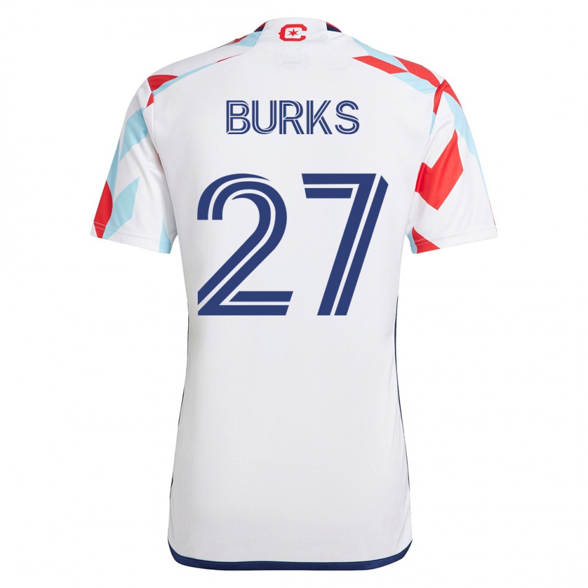 Hombre Camiseta Kendall Burks #27 Blanco Azul 2ª Equipación 2023/24 La Camisa Chile