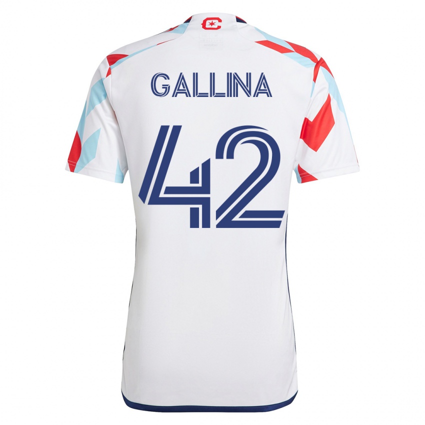 Hombre Camiseta Henrique Gallina #42 Blanco Azul 2ª Equipación 2023/24 La Camisa Chile