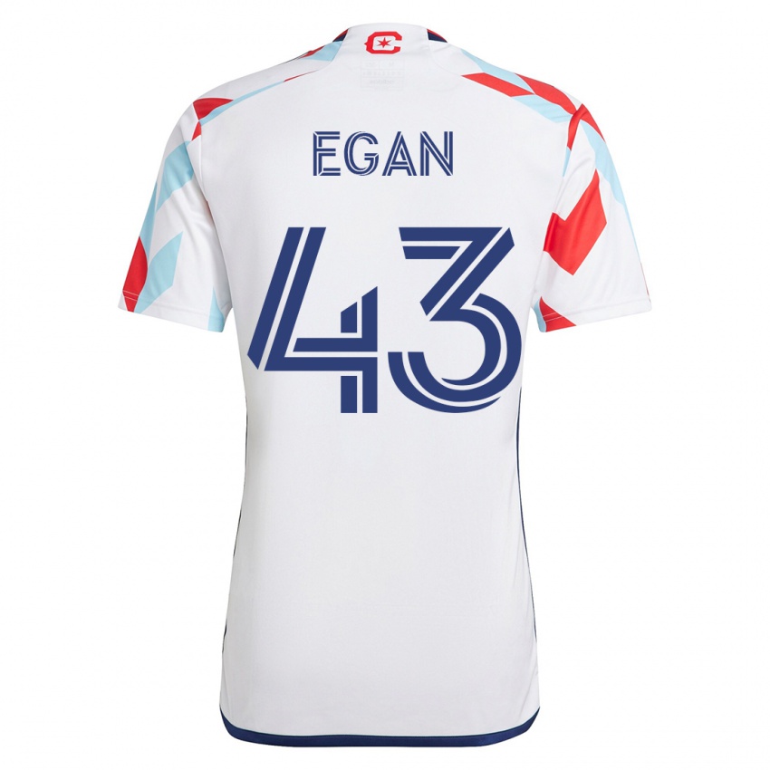 Hombre Camiseta Noah Egan #43 Blanco Azul 2ª Equipación 2023/24 La Camisa Chile